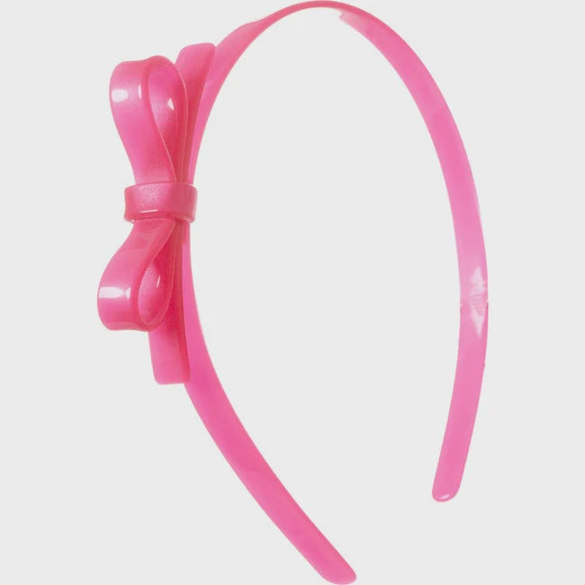 Neon Pink Thin Bow Headband - H032-3D