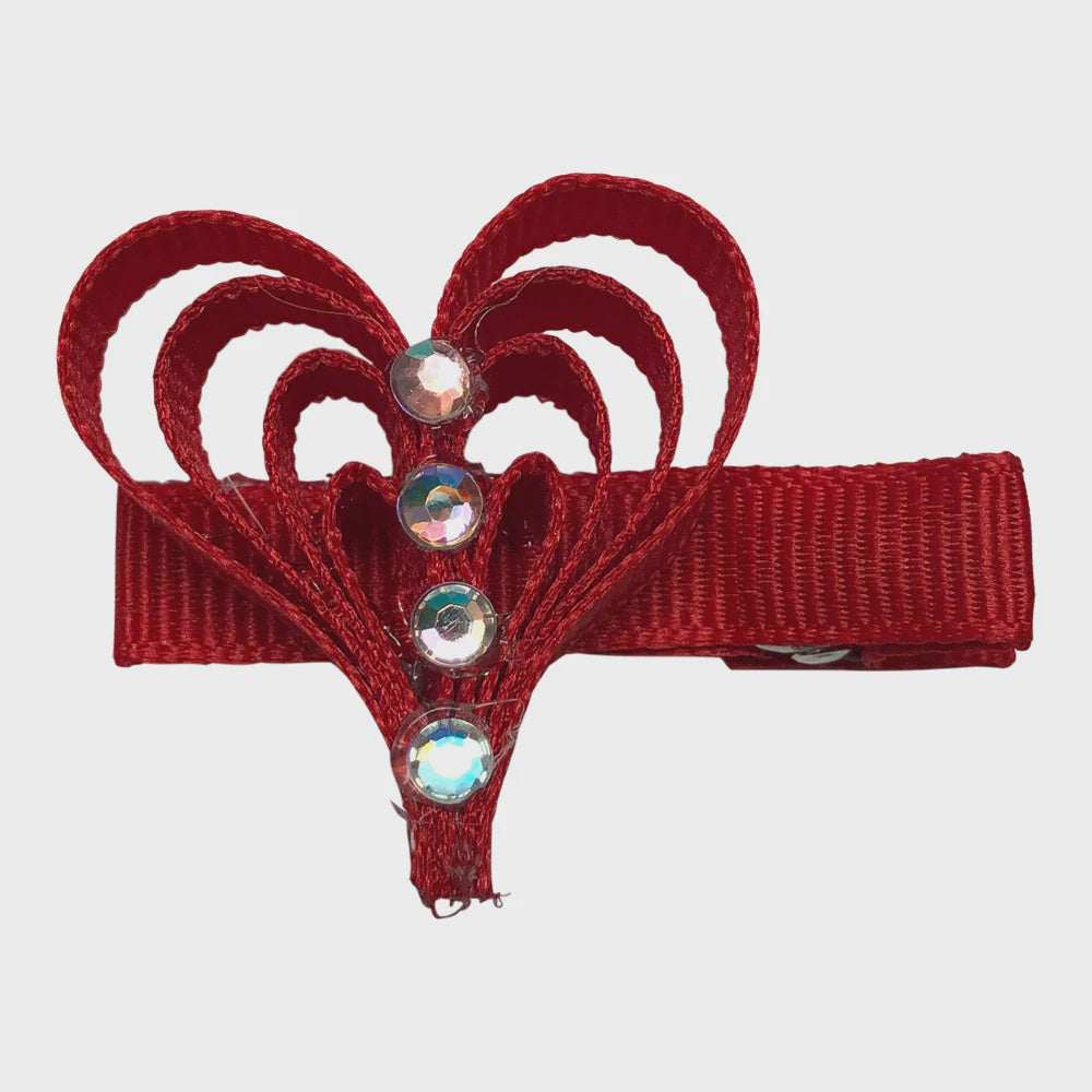 Red Rhinestone Heart Clip