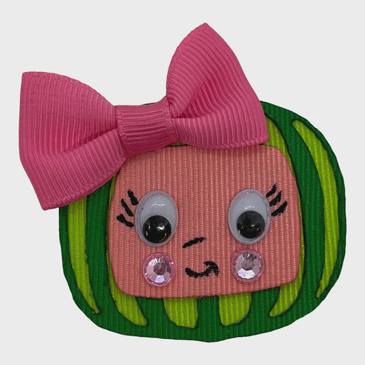 Watermelon with Pink Bow Clip