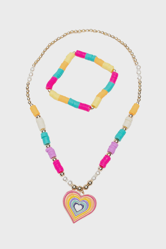 Rainbow Love Necklace Bracelet Set - 86142