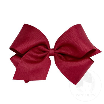 Large, symmetrical grosgrain hair bow in a rich burgundy color, featuring a classic design.