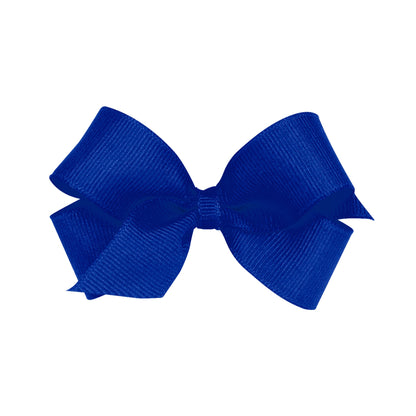 Royal blue grosgrain ribbon bow with a classic shape and plain center wrap.