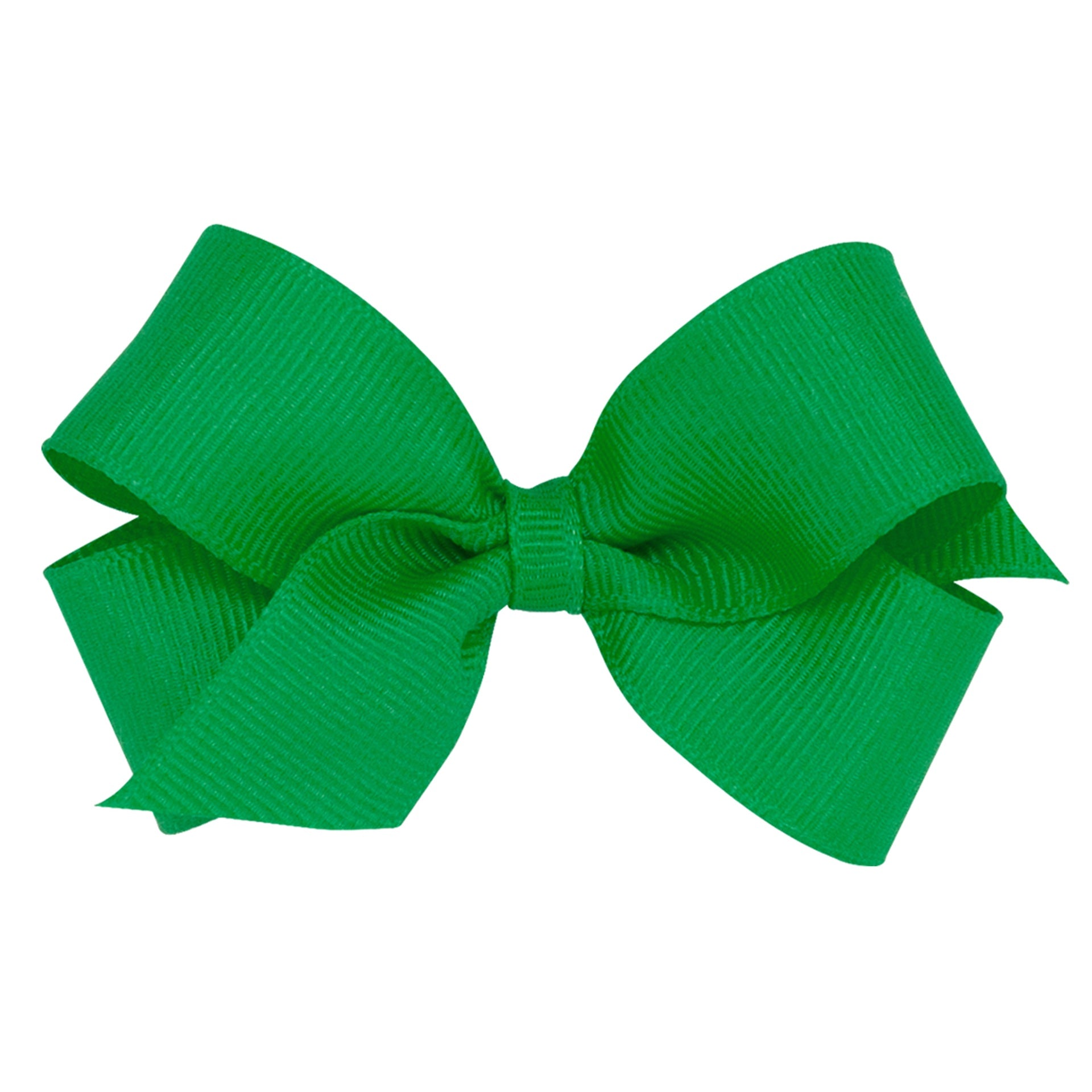Bright green grosgrain ribbon bow with a classic shape and ribbed texture.