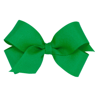 Bright green grosgrain ribbon bow with a classic shape and ribbed texture.