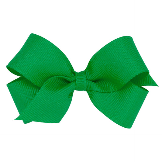 Bright green grosgrain ribbon bow with a classic shape and ribbed texture.