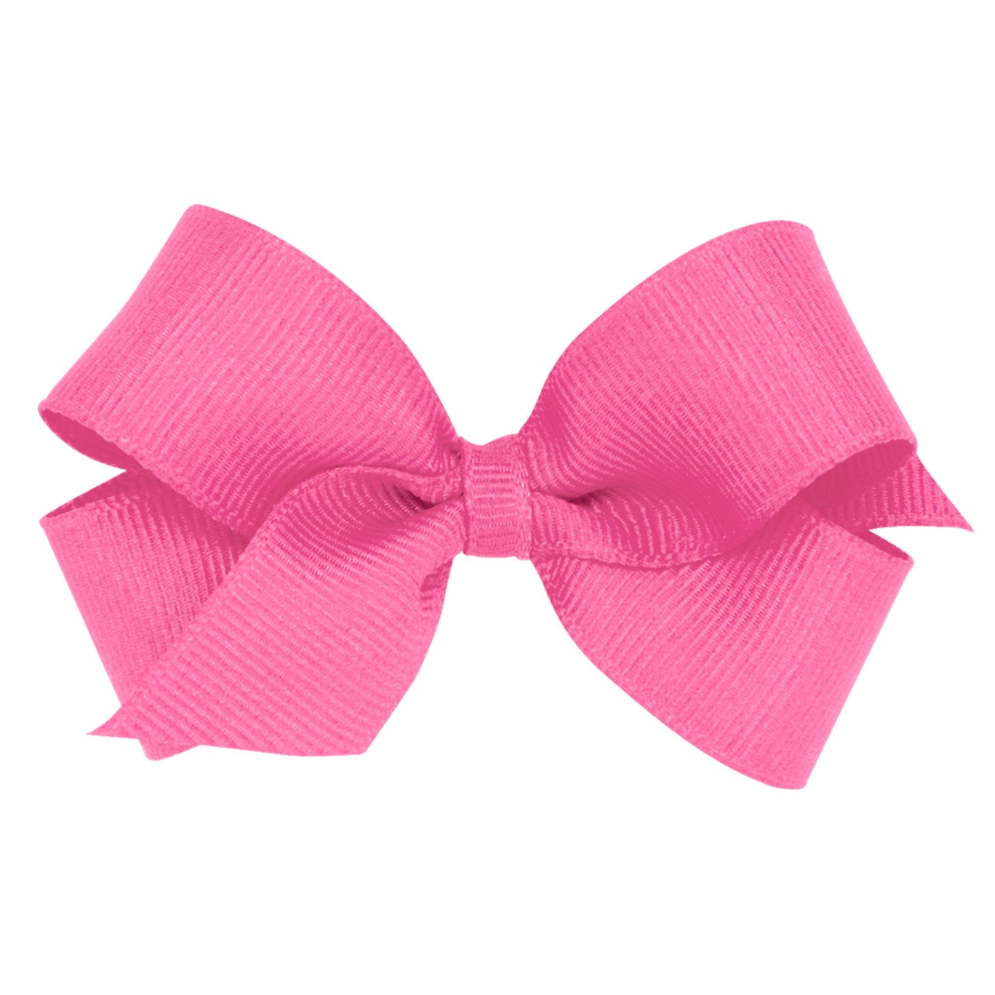 Bright pink grosgrain ribbon bow with a ribbed texture, tied neatly in the center.