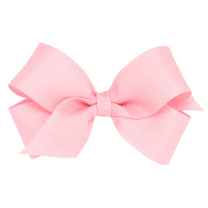 Pink grosgrain mini bow with a plain wrapped center.