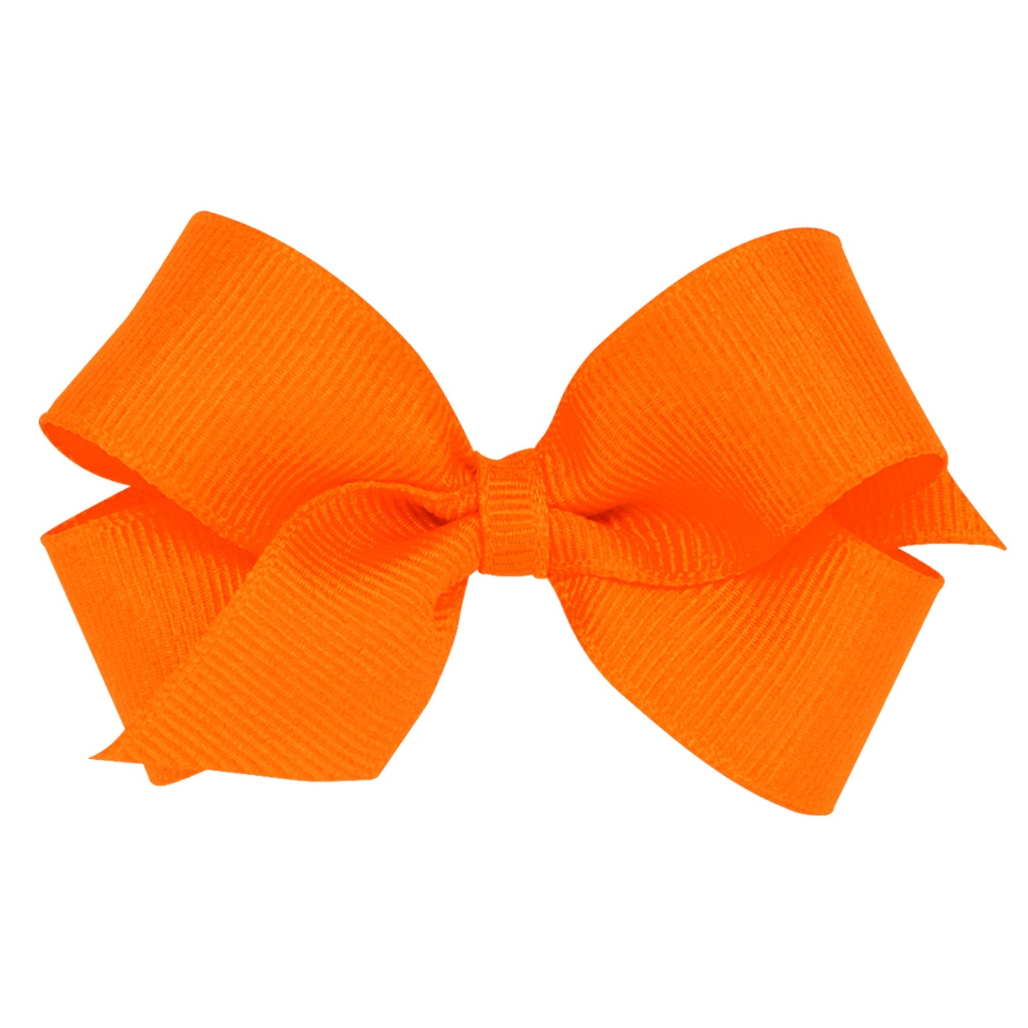 A vibrant orange grosgrain ribbon bow with a classic shape and ribbed texture.