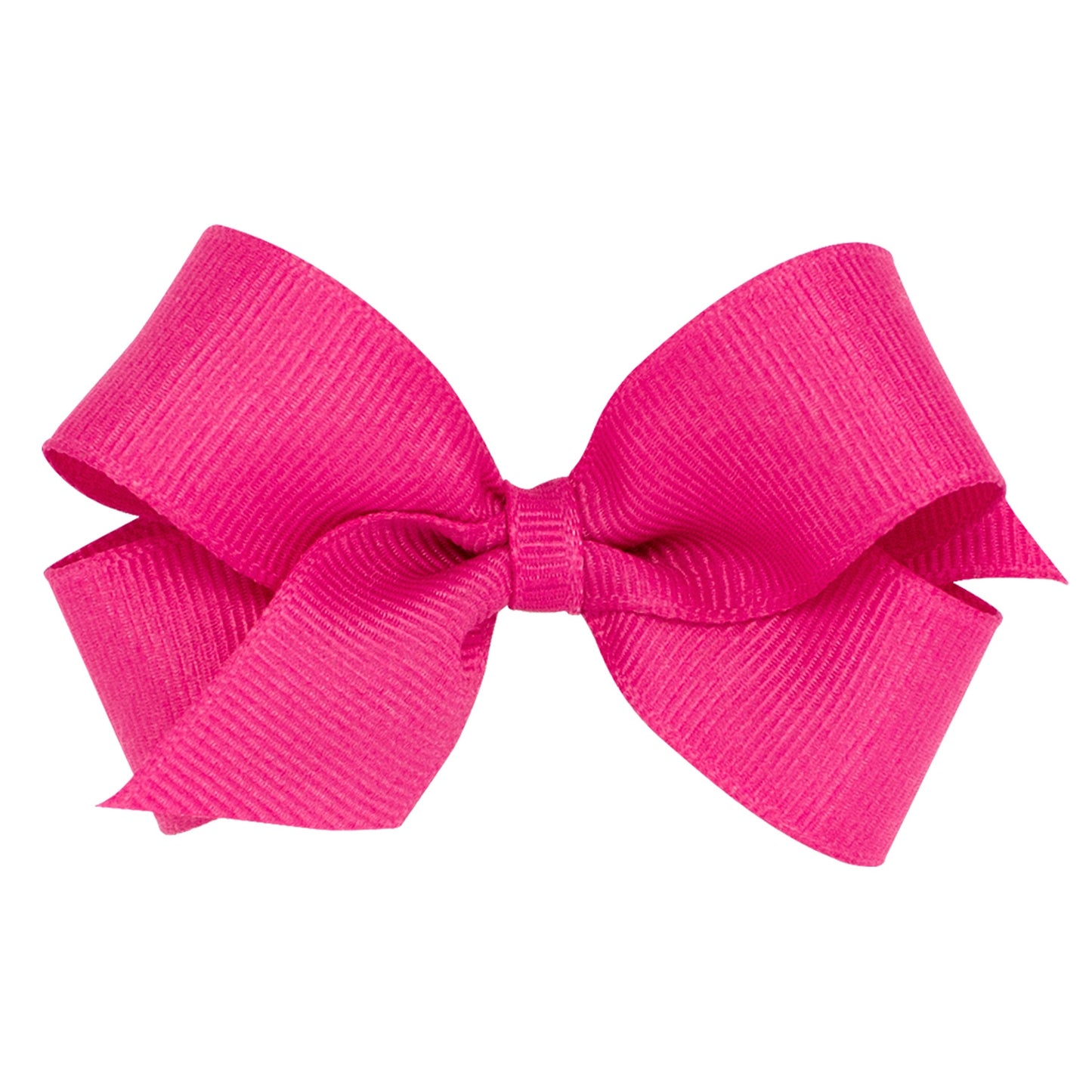 Fuchsia pink mini grosgrain bow with a ribbed texture and a plain wrapped center.
