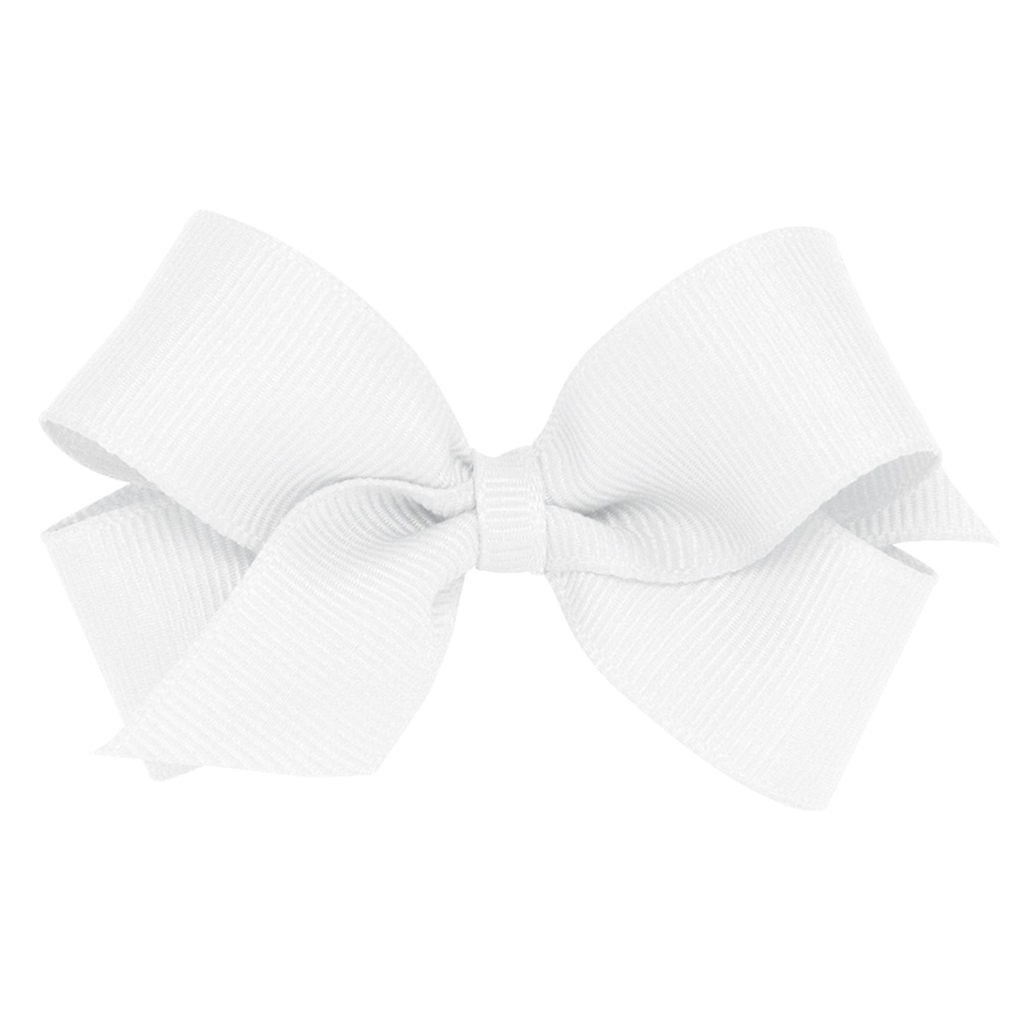 White grosgrain mini bow with a plain wrap center.