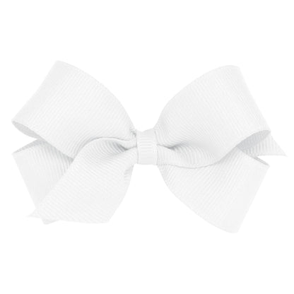 White grosgrain mini bow with a plain wrap center.