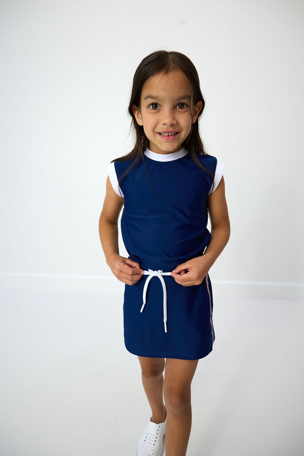 Girl's Muscle Tank Navy detail