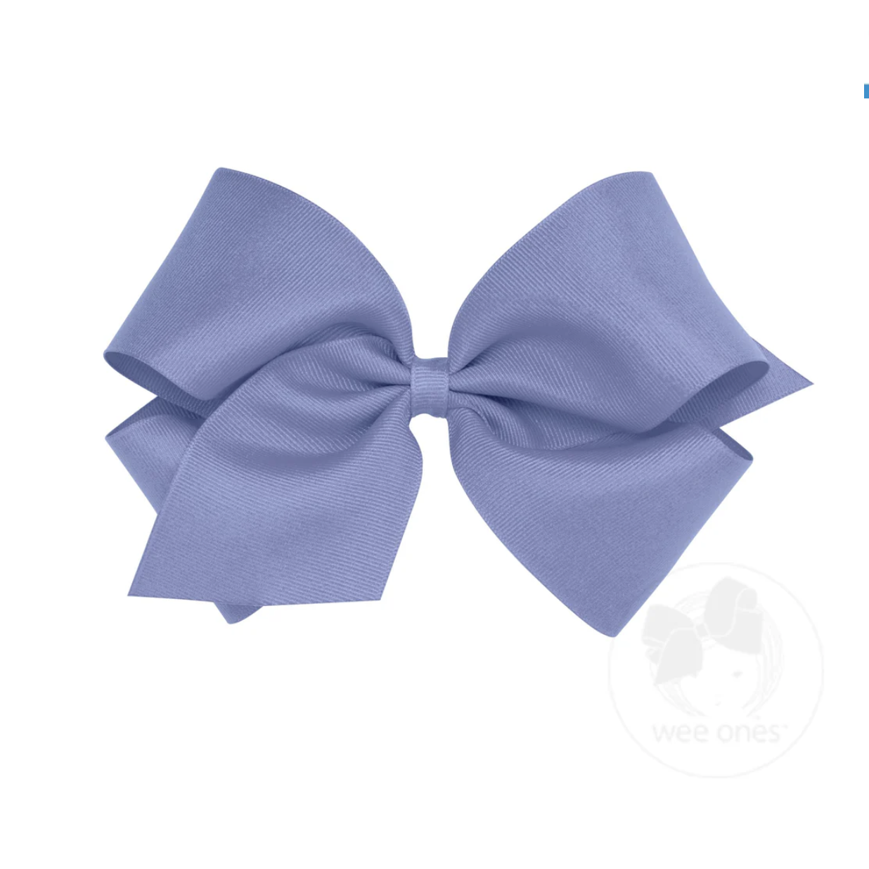 King Grosgrain Bow by Wee Ones, a large, periwinkle blue grosgrain ribbon hair bow with a classic looped design.