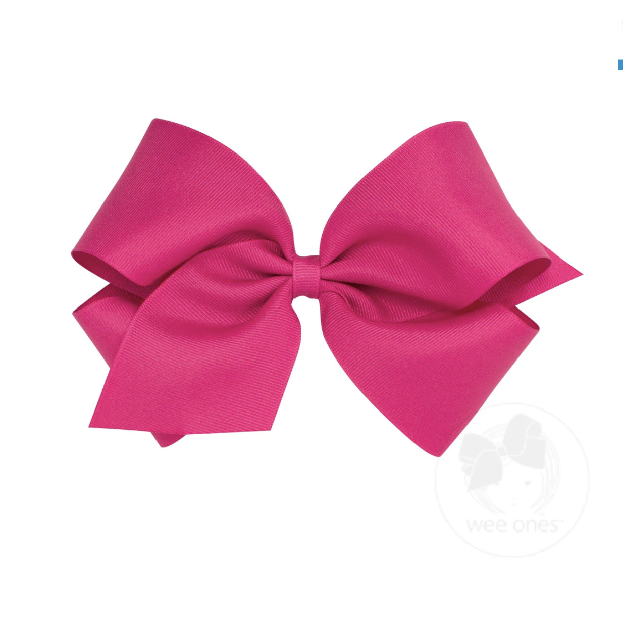 Large fuchsia grosgrain ribbon bow with layered loops and a central knot, perfect for hair accessories.