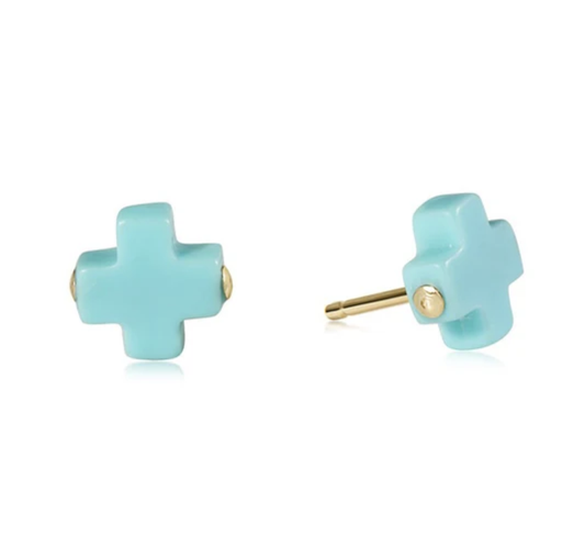 Signature Cross Stud - Turquoise