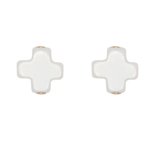 Signature Cross Stud- Off-White