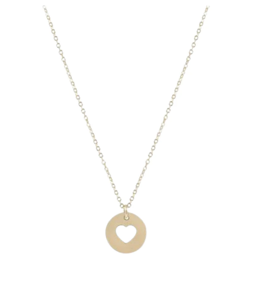 Egirl 14" Necklace Gold, Love, Small Gold Disk