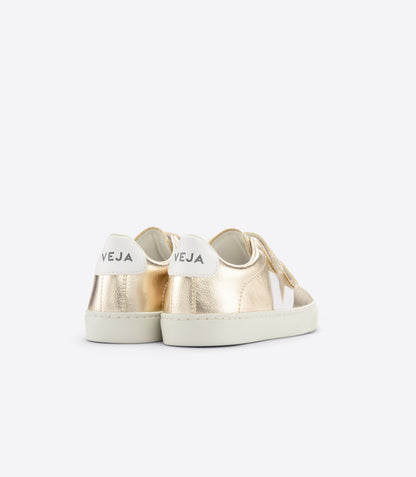 VEJA Small Esplar ChromeFree Leather in Platine White, rear view.