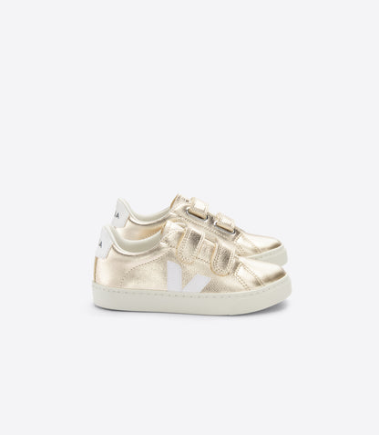 VEJA Small Esplar ChromeFree Leather in Platine White, side view.