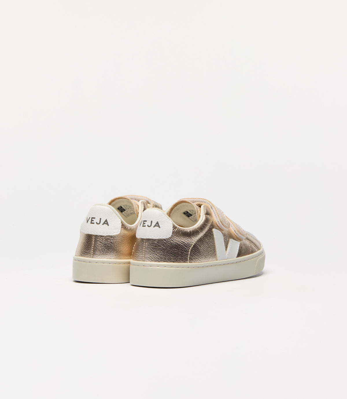 VEJA Small Esplar Leather Platine White, rear view.
