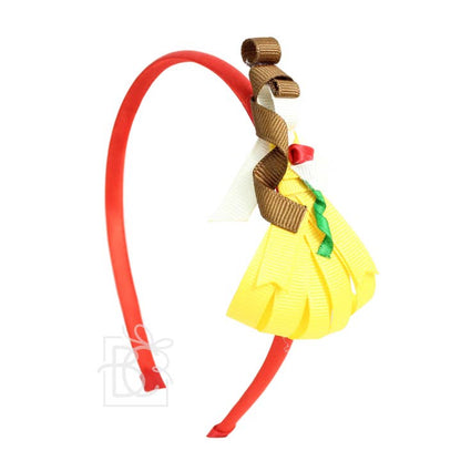 Beyond Creations Princess Headband - Bright yellow w/Red Rose - one headband