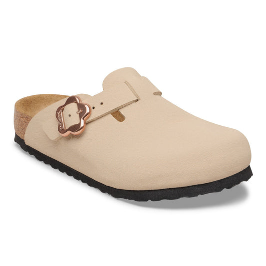 Birkenstock Boston Flower Buckle Kids clog in Sandcastle