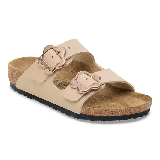 Birkenstock Arizona Flower Buckle Kids sandal in Sandcastle