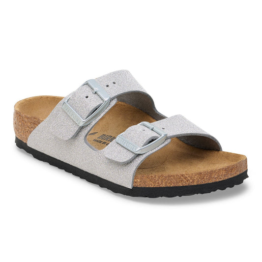 Birkenstock Arizona Kids sandal in Shiny Glitter Silver