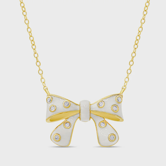 Bow Necklace with CZ