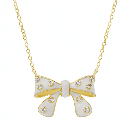 Bow Necklace with CZ