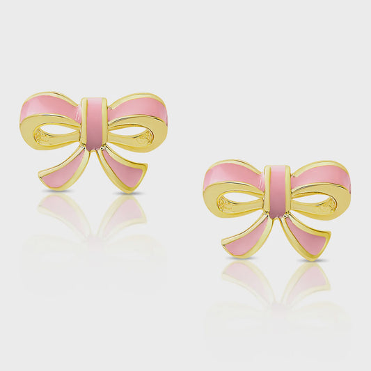 Bow Stud Earrings Pink