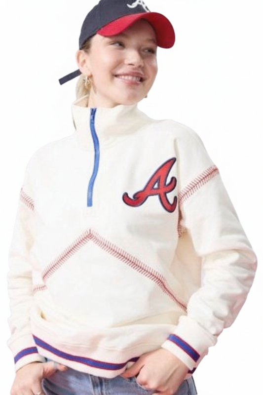 Braves Quarter Zip with Baseball Stitch