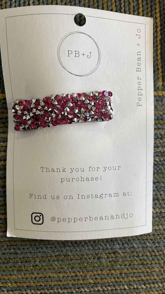 Pink & Silver Rhinestone SnapClip
