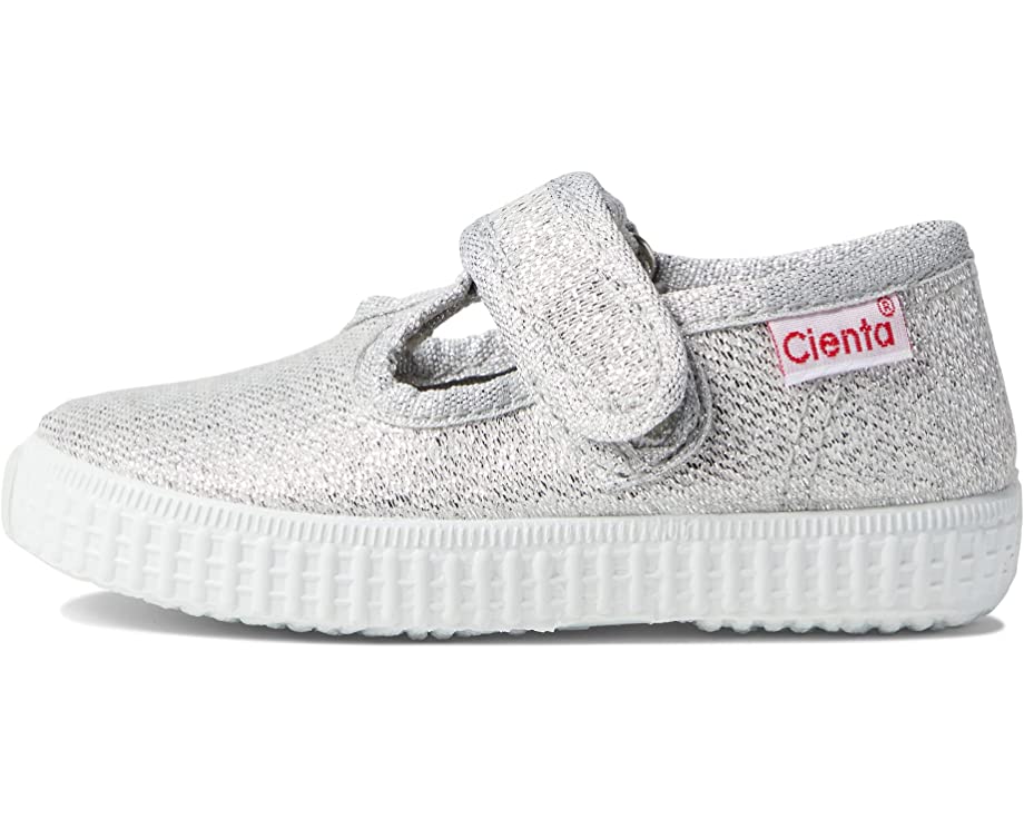 Cienta Sparkly T-Strap in Plata-26 silver