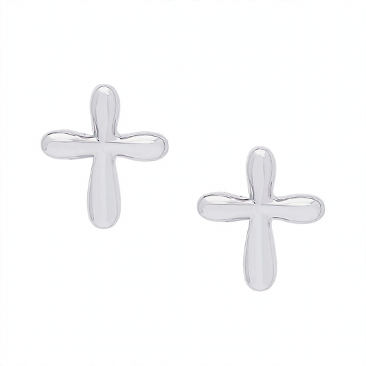 Cross Stud Earrings Sterling Silver