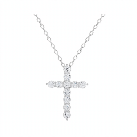 CZ Cross Necklace in Sterling Silver
