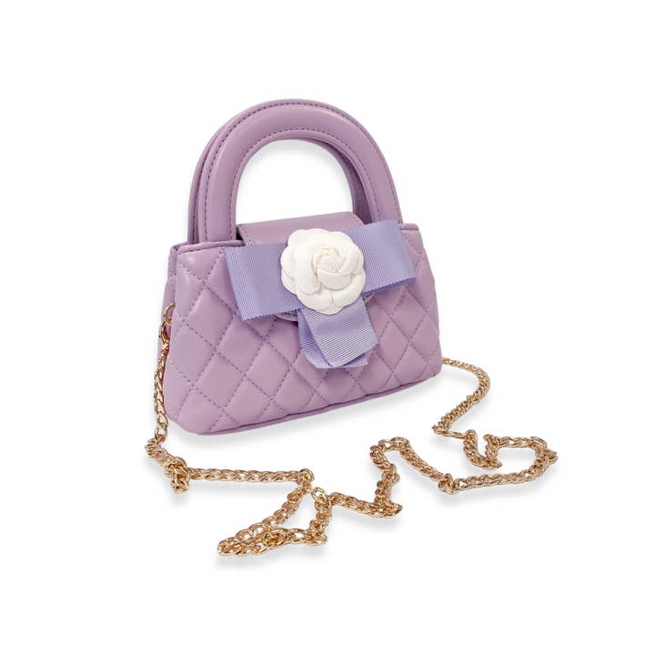 Doe a Dear Floral Applique Quilted Bag in Lilac