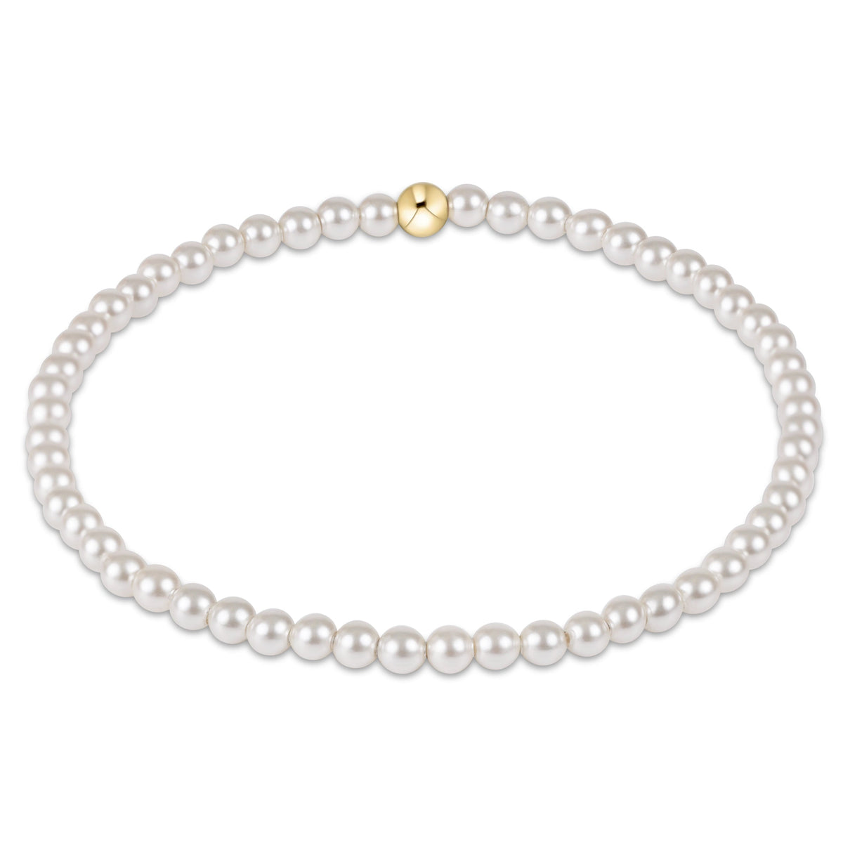 eGirl Classic Pearl 3mm Bracelet, plain crystal pearls with gold accent bead