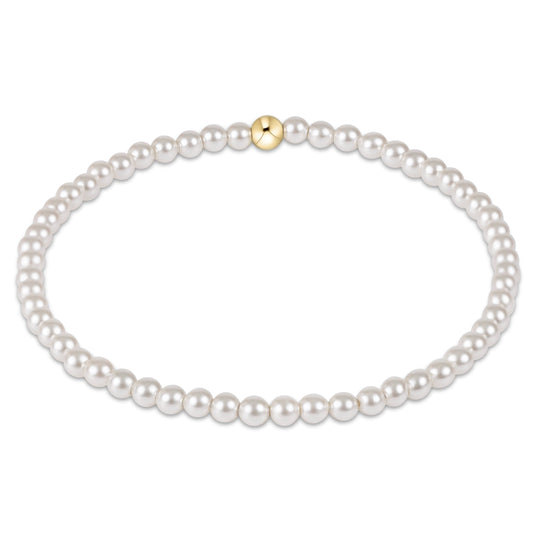 eGirl Classic Pearl 3mm Bracelet, plain crystal pearls with gold accent bead