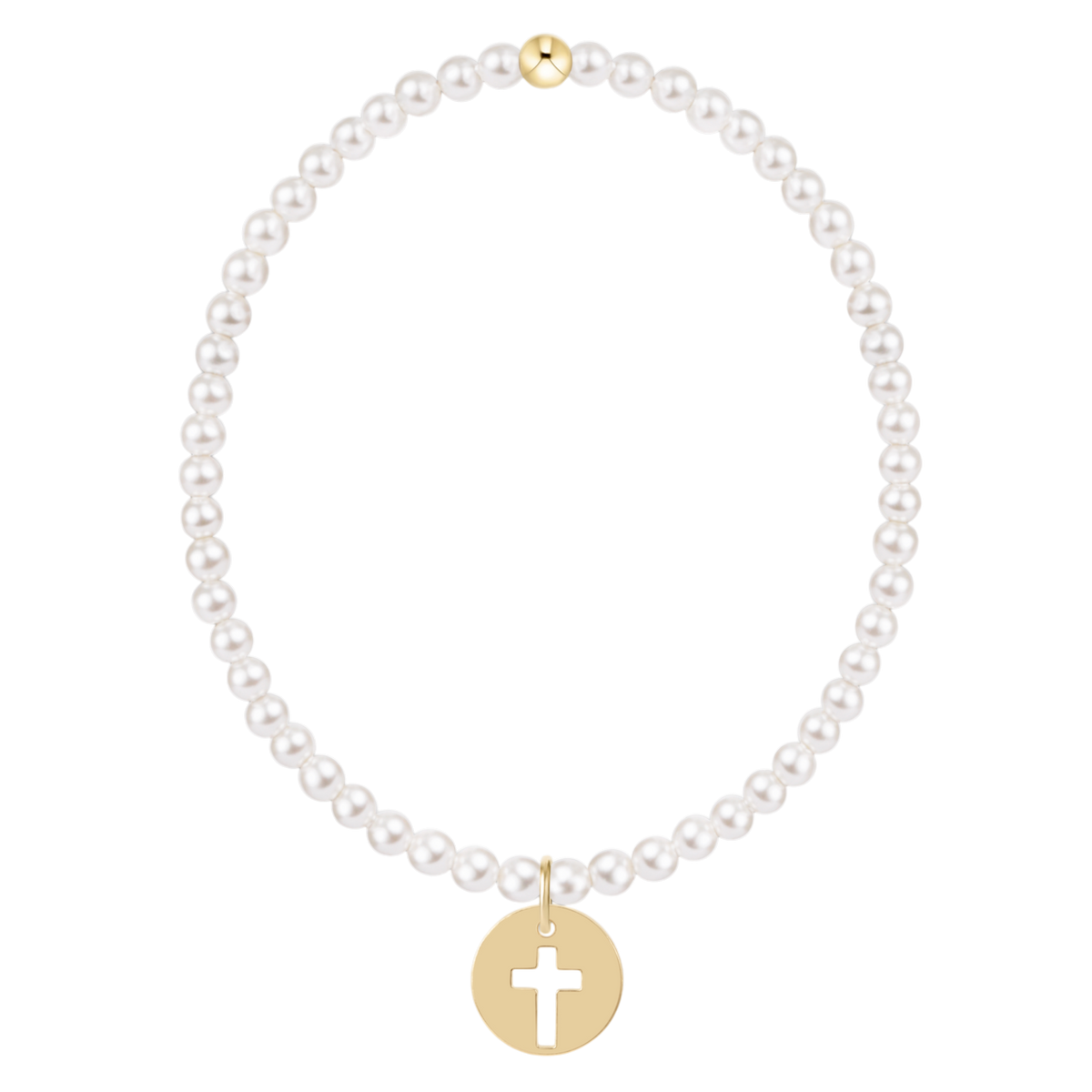 CLASSIC PEARL 3MM BRACELET - BLESSED GOLD DISC