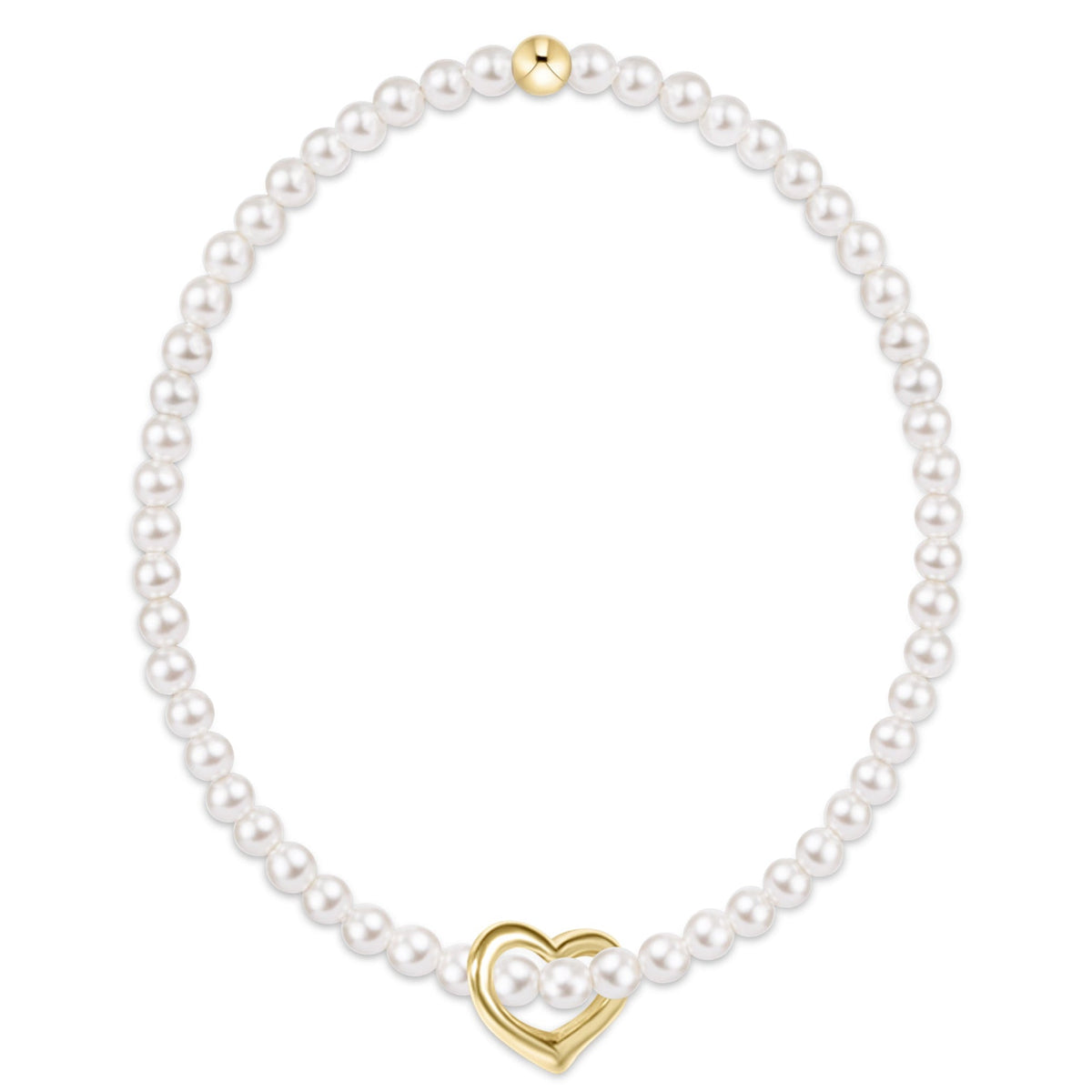 CLASSIC PEARL 3MM BRACELET - LOVE GOLD CHARM