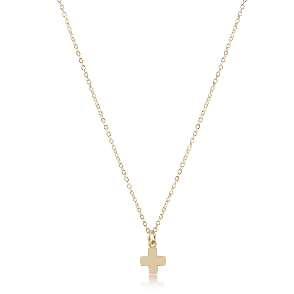 eGirl 14-inch necklace with 4mm Signature Cross Small Gold Charm