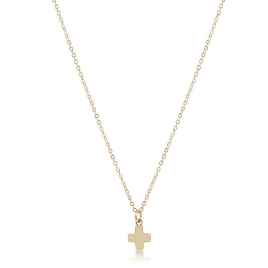 eGirl 14-inch necklace with 4mm Signature Cross Small Gold Charm