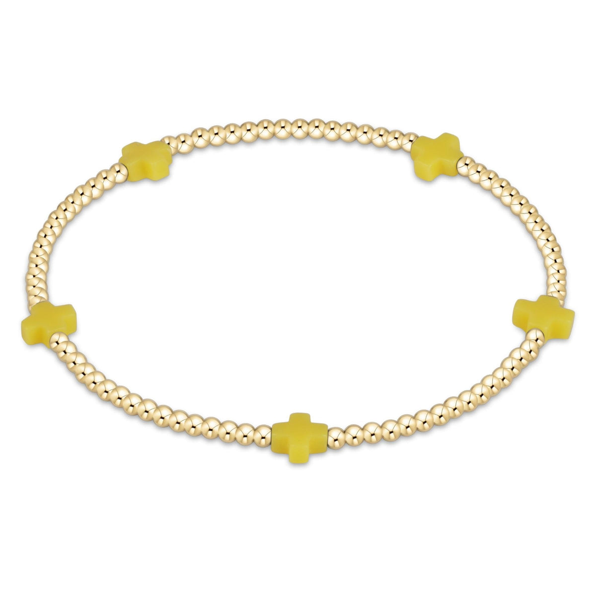 eGirl Small Signature Cross 2mm gold bracelet in Canary