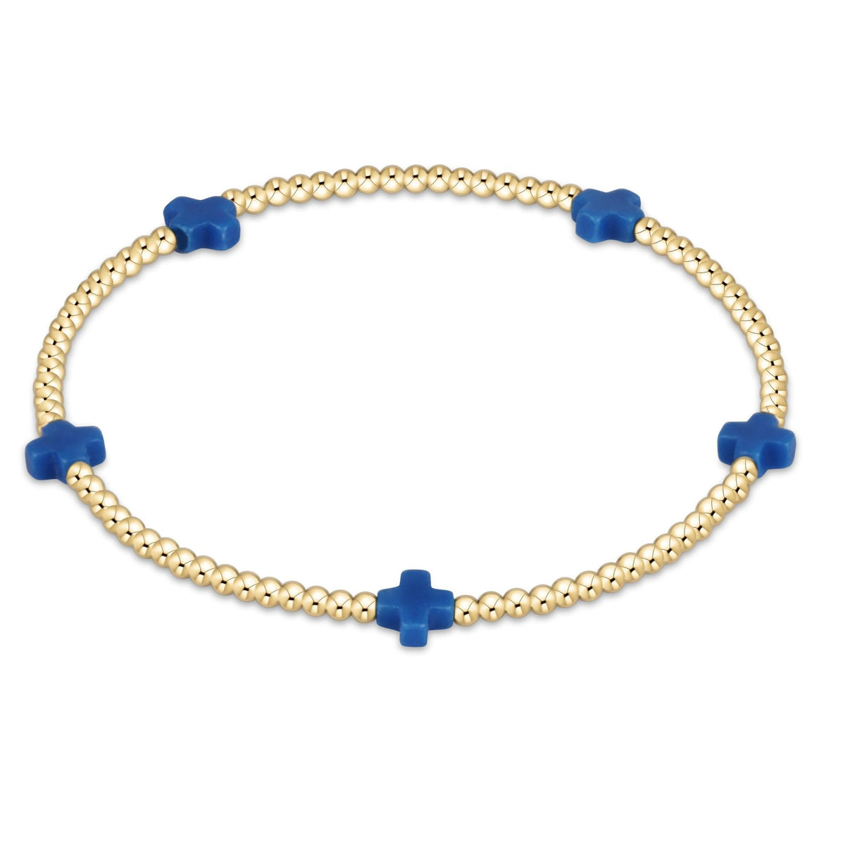 eGirl Small Signature Cross 2mm gold bracelet in Cobalt
