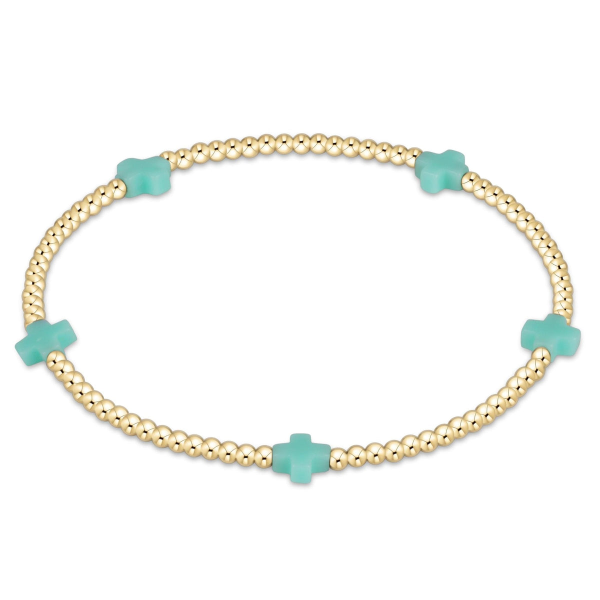 eGirl Small Signature Cross 2mm gold bracelet in Mint