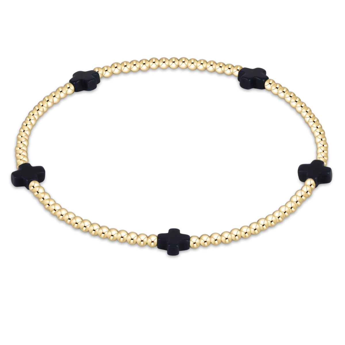 eGirl Small Signature Cross 2mm gold bracelet in Navy