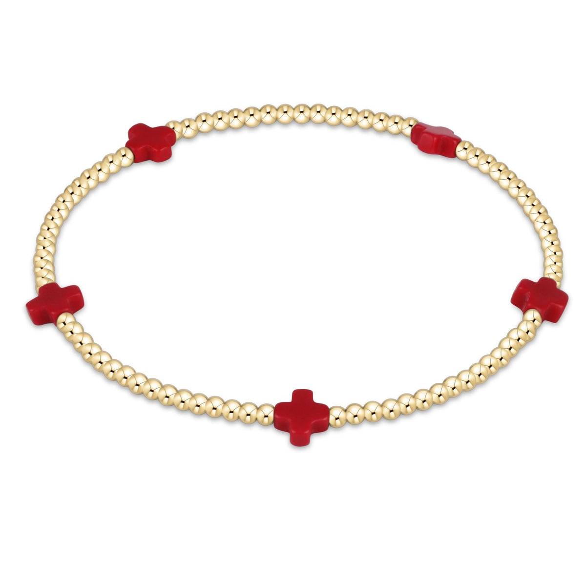 eGirl Small Signature Cross 2mm gold bracelet in Red
