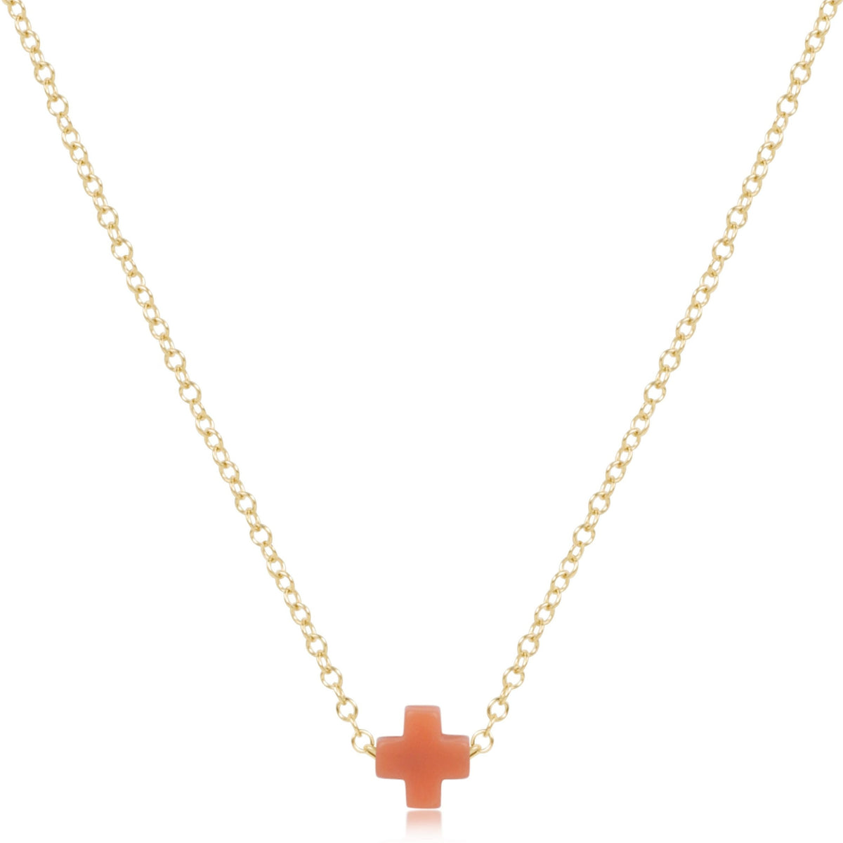 eGirl Small Signature Cross necklace in Coral