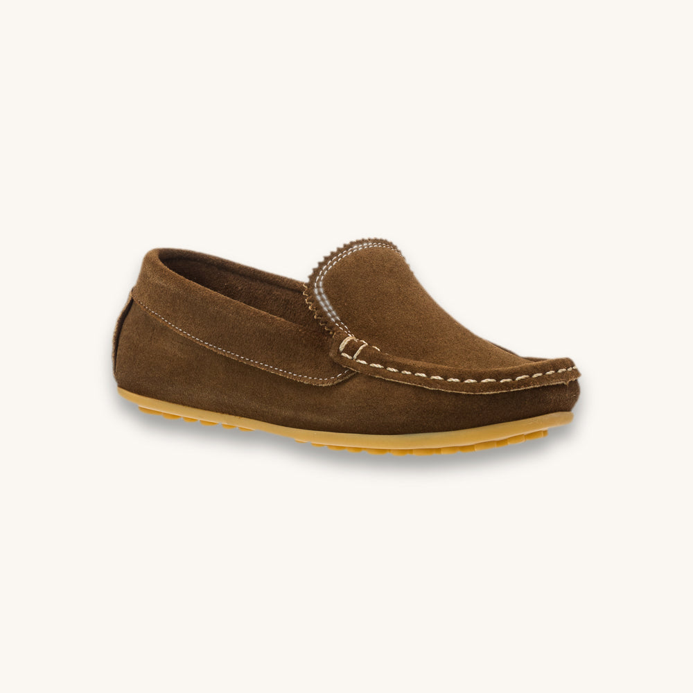 Elephantito Antton Driver Moccasin in Chestnut Suede, style MOC30